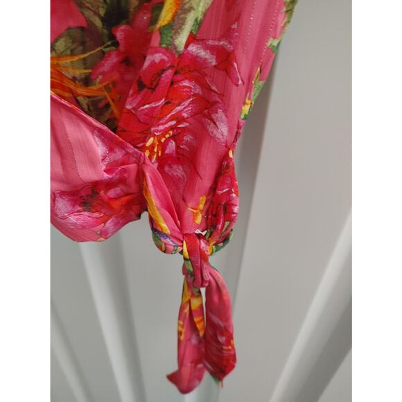 Cupcakes & Cashmere Womens Top Blouse Wrap Tropical Floral XS Pink - Picture 4 of 8
